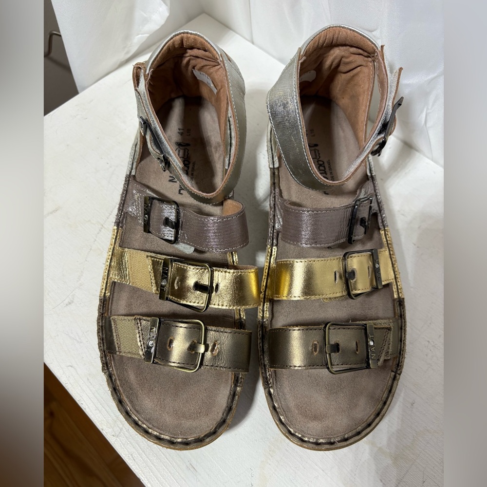 NAOT BEGONIA Women’s Sandals in Color Pewter/Gold/Silver ORTHOTIC Size 41/US 10 - Picture 2 of 8